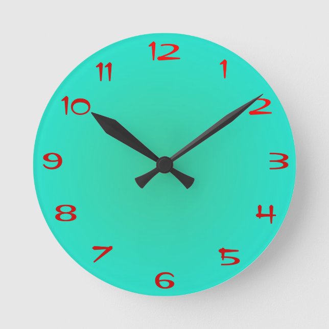 Ronde Horloge de cuisine verte chaux claire avec chiffre (Recto)