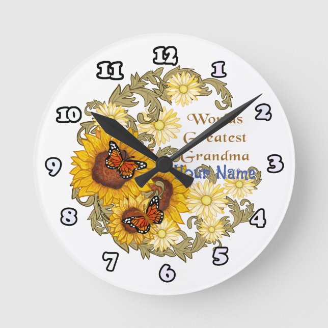Ronde horloge de grand-mère de tournesol (Recto)