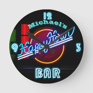 Ronde Horloge de la barre de néon   Custom Happy Hour De