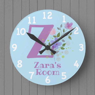 Ronde Horloge de la chambre de l'enfant avec nom et init