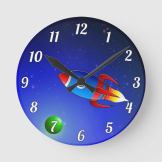 Ronde Horloge de la paroi de la fusée spatiale pour les
