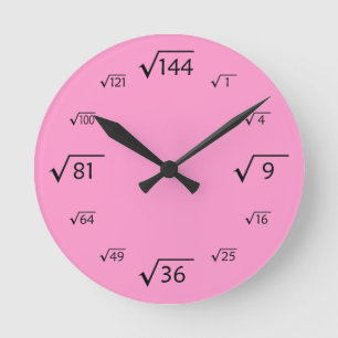 Ronde Horloge de la paroi racinaire Carré (rose/noir)