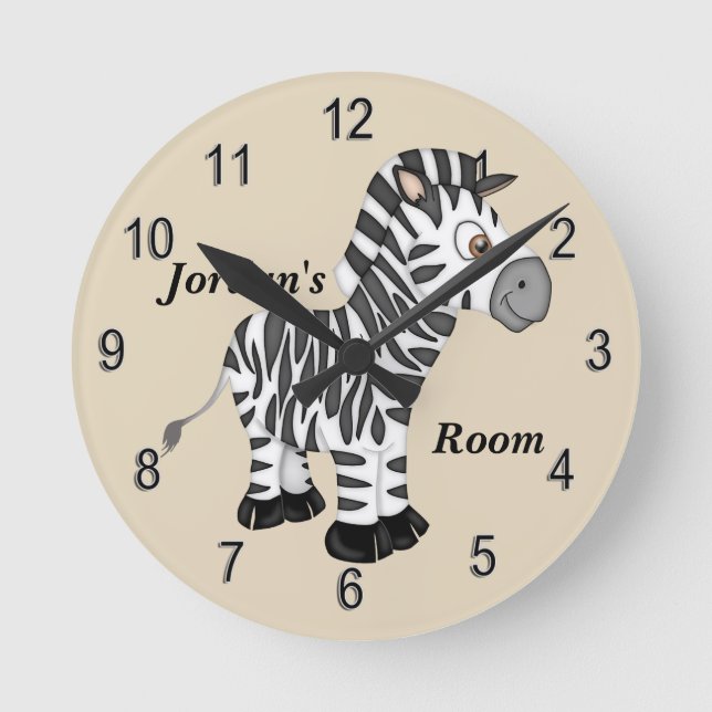 Ronde Horloge de l'enfant mignonne bébé Zebra (Recto)