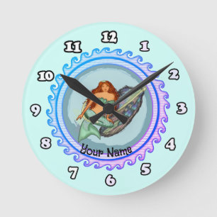 Ronde Horloge de leure de poisson de sirène