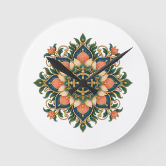Ronde Horloge de méditation Mandala Roue du Dharma Lotus