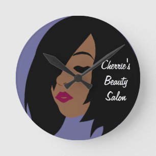Ronde Horloge de mur noire de salon de beauté