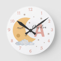 Horloge de nurserie bébé lune endormie mignonne ro