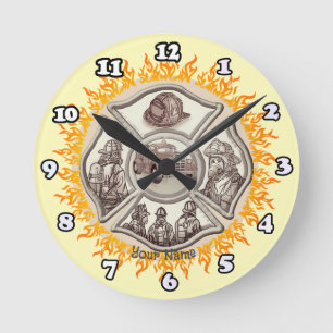 Ronde Horloge de pompier à croix de Malte