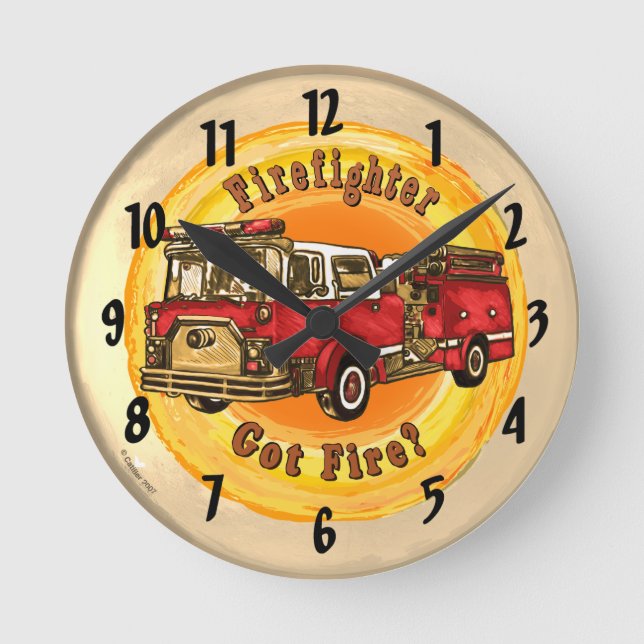Ronde Horloge de pompier Got Fire (Recto)