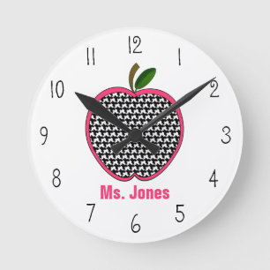 Ronde Horloge de professeur d'Apple de pied-de-poule