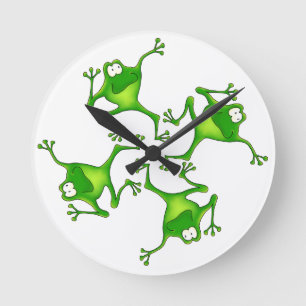 Ronde Horloge de quatre grenouilles de bande dessinée