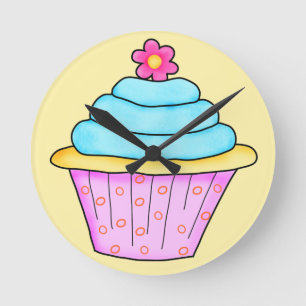 Ronde Horloge de rose et de petit gâteau de turquoise