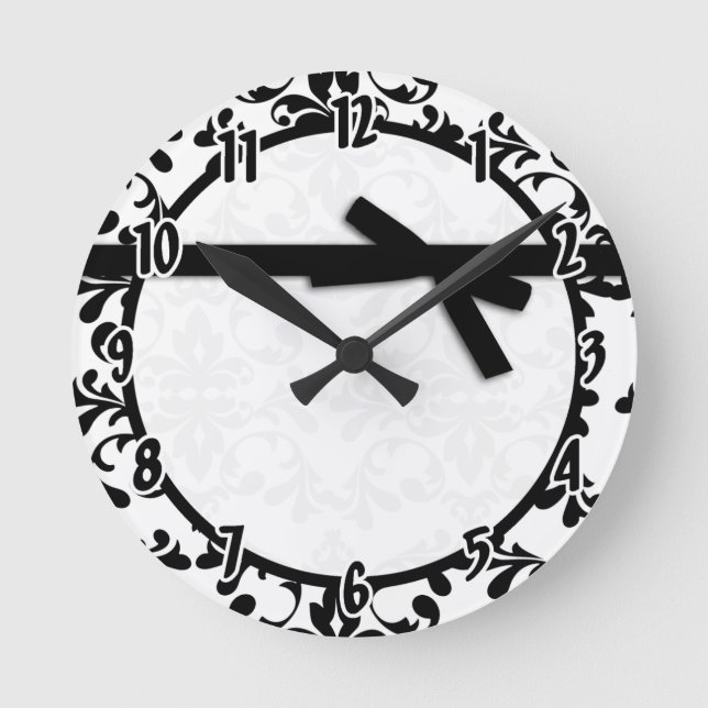 Ronde Horloge de ruban Damas noir et blanc (Recto)