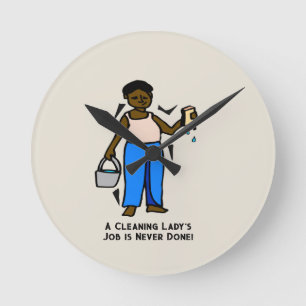 Ronde Horloge de travail de la dame de nettoyage