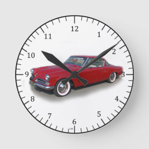 Ronde horloge de voiture rouge classique 1953