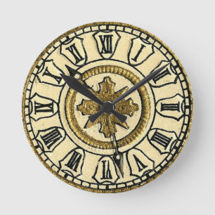 Ronde Horloge dorée antique Face Steampunk Horloge mural