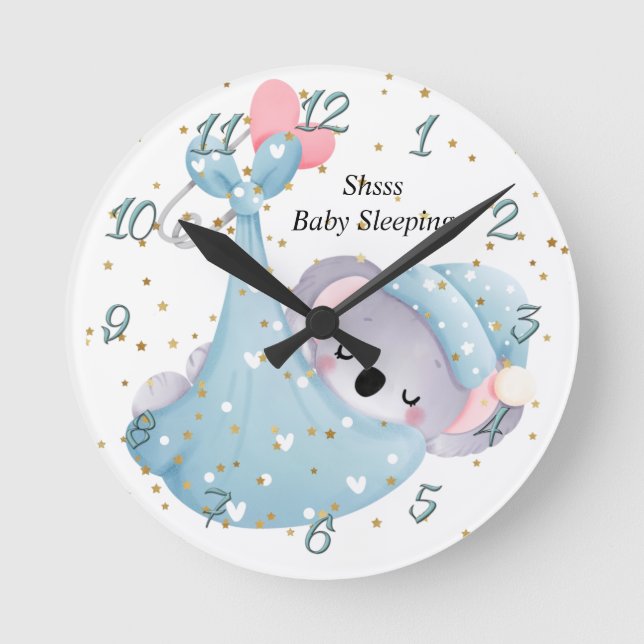 Ronde Horloge dormante avec bébé Koala (Recto)
