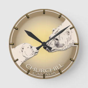 Ronde Horloge d'ours polaire Churchill Horloge du mur d'