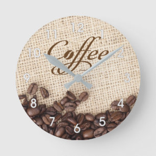 RONDE HORLOGE DU MUR DES FÈVES DE CAFÉ