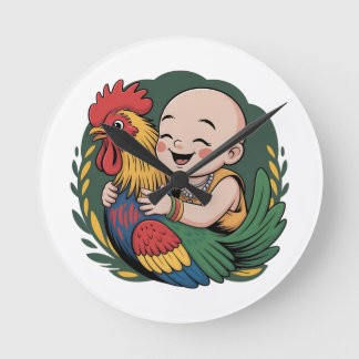 Ronde Horloge en Acrylique | Chloe Bébé Embrasse Le Coq