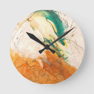 Ronde Horloge en marbre abstrait terreux