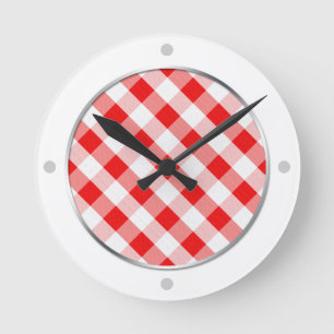 Ronde Horloge En vichy rouge et blanc