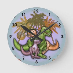 Ronde Horloge Famille de Dinosaures