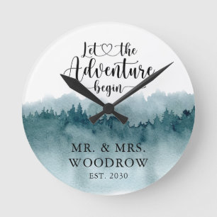 Ronde Horloge grande personnalisée pour mariage rustique