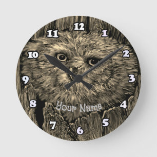 Ronde Horloge Hibou Peeper