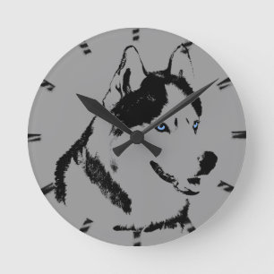 Ronde Horloge Husky Cadeaux Décor Sled Chien Mur Horloge