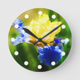 Ronde Horloge Iris Jaune et Violette
