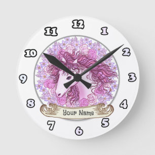 Ronde Horloge licorne Alpha Florale