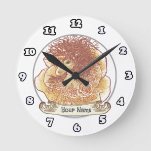 Ronde Horloge Licorne Dame Jaune