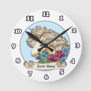 Ronde Horloge licorne rose