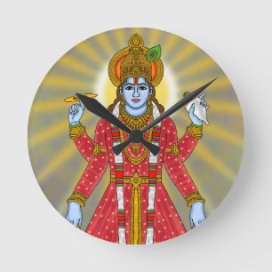 Ronde Horloge Lord Vishnu – Art mural divin et décoratio
