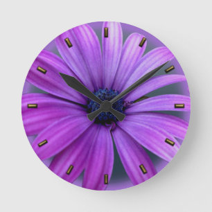 Ronde Horloge marguerite mauve marguerite bleu cadenas