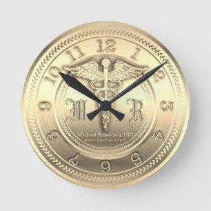 Ronde Horloge Médicale de Monogramme Gold Doctor