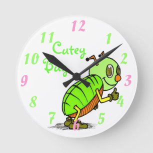 Ronde Horloge mignonne du mur de bogues
