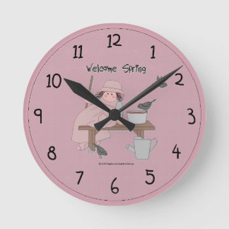 Ronde Horloge mignonne du Mur Printemps Pays