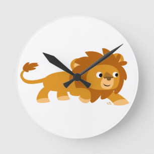 Ronde Horloge mignonne et intelligente du mur du lion
