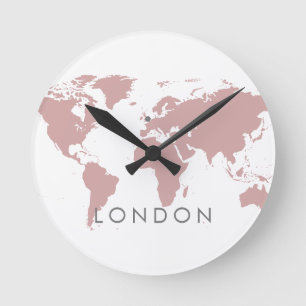 Ronde Horloge Mondiale Personnalisée Élégante Ville H
