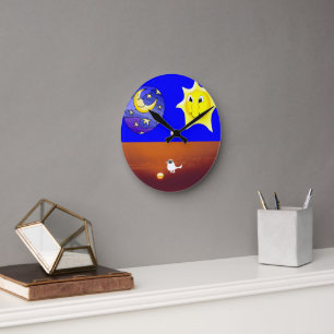 Ronde Horloge Moon Sun Sunset White Dove
