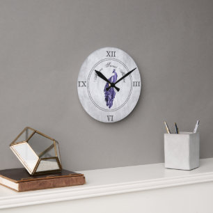 Ronde Horloge Mur Acrylique Purple Elegant Peacock