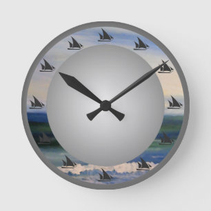 Ronde Horloge nautique d'océan de mer de turquoise de