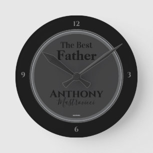 Ronde Horloge noire avec les mots "Le meilleur Père" et 