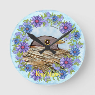 Ronde Horloge Oiseau Dans Nid