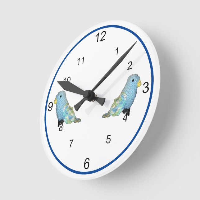Ronde Horloge - Oiseaux bleus (Angle)