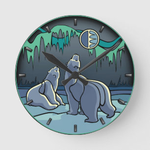 Ronde Horloge Ours Polaire Cool Ours Indien Ours Art Hor