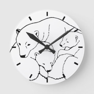 Ronde Horloge Ours Polaire Oursons Mignons Horloge Mural