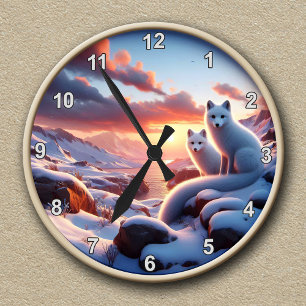 Ronde Horloge paysagère d'hiver de Fox arctique personna